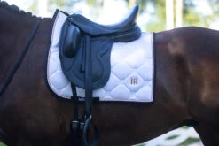Mrs Ros Charmer Dressage Saddle Pad White Rose Gold -Lemieux Store 4Q6A9655
