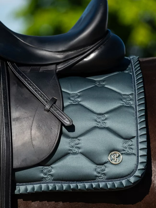 PS Of Sweden Ruffle Dressage Saddle Pad Midnight Green 2 PS Of Sweden Ruffle Dressage Saddle Pad Midnight Green - Image 2