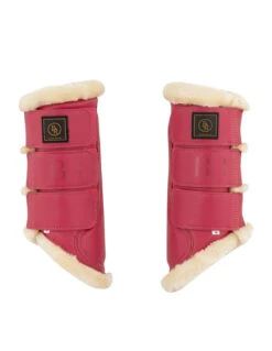 BR Equestrian Aimee Fleece Brushing Boots Raspberry Red