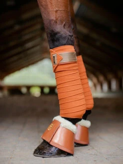 Equestrian Stockholm Fleece Bell Boots Bronze Gold -Lemieux Store bronze gold bandages equestrian stockholm 1 webb a1efb722 b25f 4690 8a3f d542120001fd