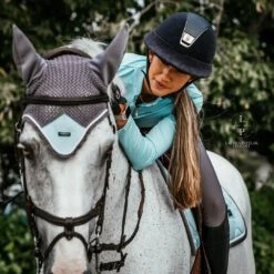 Equestrian Stockholm Ear Bonnet Ice Blue -Lemieux Store ice blue ear net equestrian stockholm 6