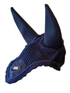 Equestrian Stockholm Padded Ear Bonnet Navy Gold